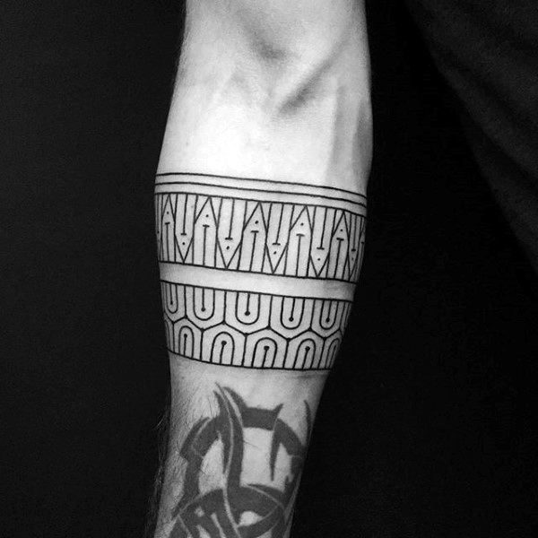 Detailed pattern armband tattoos for guys