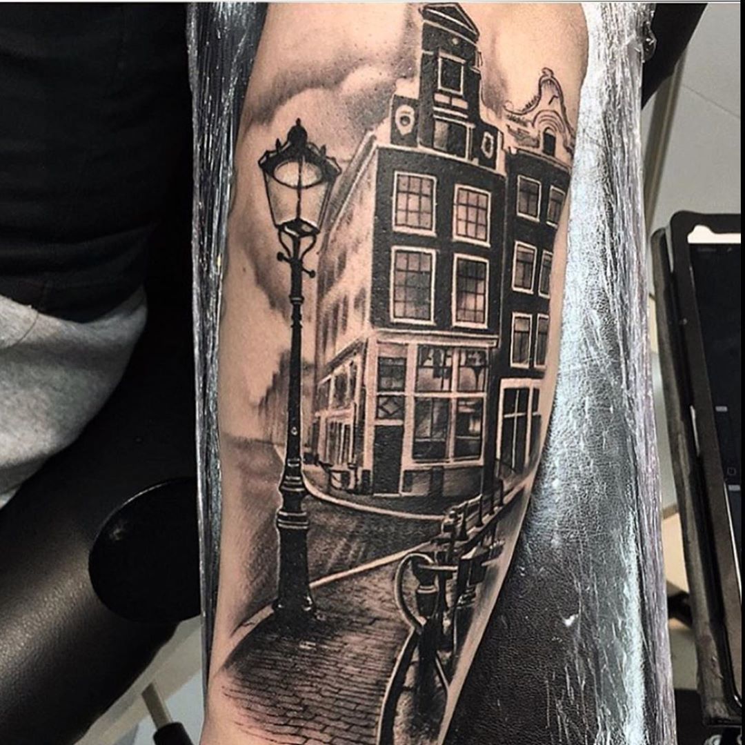 Amsterdam Canal Scene Tattoo