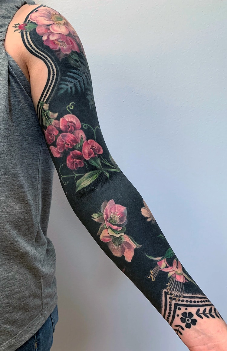 Brilliant Coverup Tattoos with Blackout Ink and Blossoms