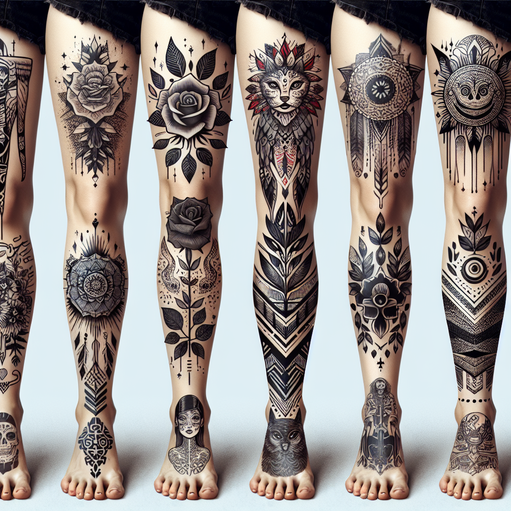 Intricate Geometric Patterns Back Leg Tattoo