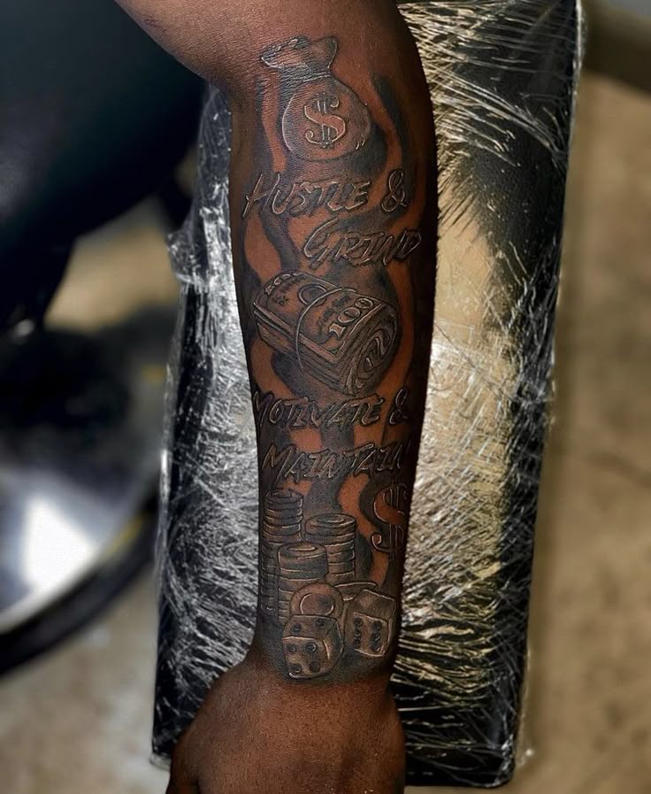 Hustle Tattoo - Men's Arm Tattoo