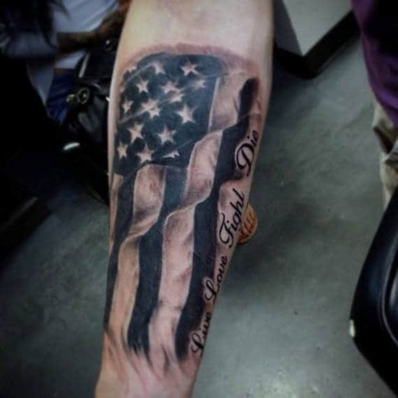 Forearm American Flag Tattoo