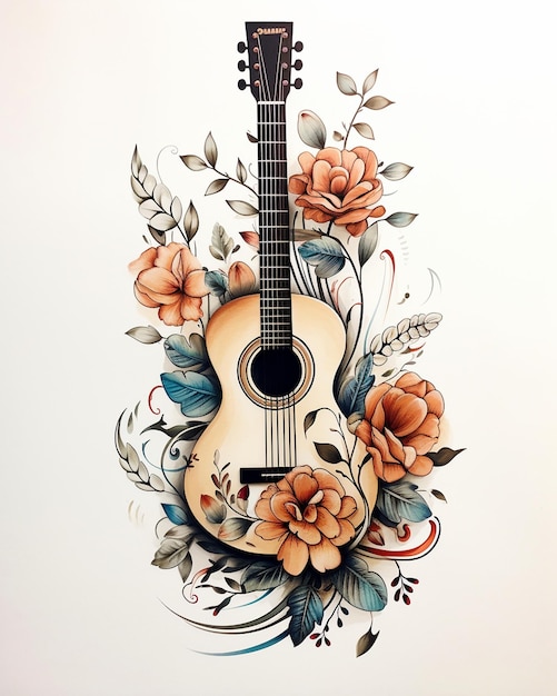 Free Acoustic Guitar Tattoo Ideas
