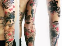guys-banksy-themed-full-arm-tattoo-design-ideas