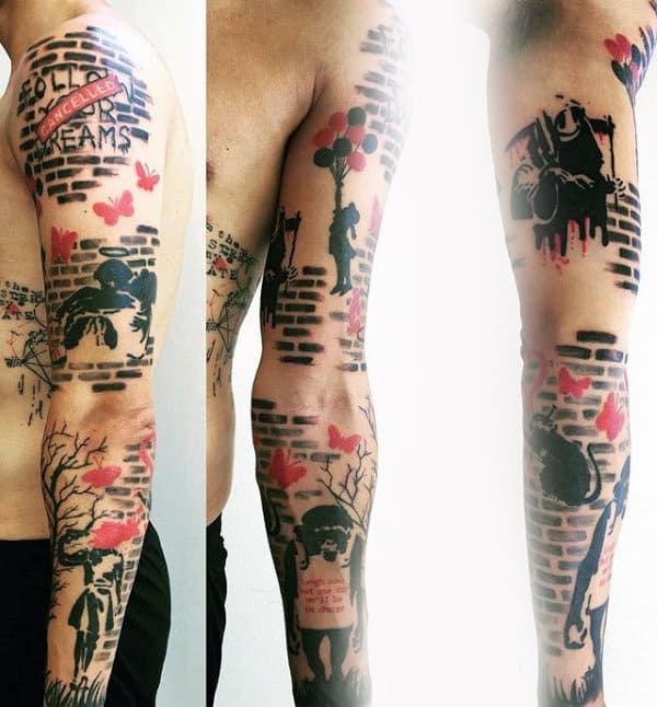 Banksy Full Arm Tattoo