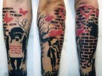 guys-lower-forearm-banksy-themed-sleeve-tattoo