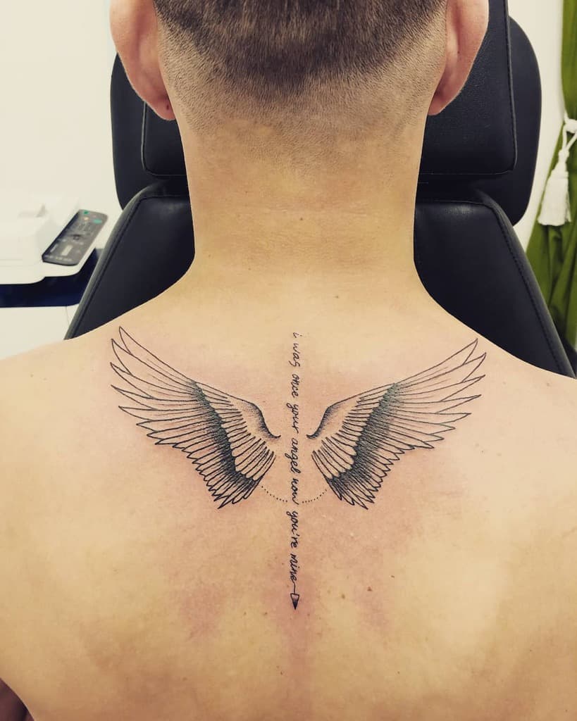 Detailed Angel Wings Tattoo