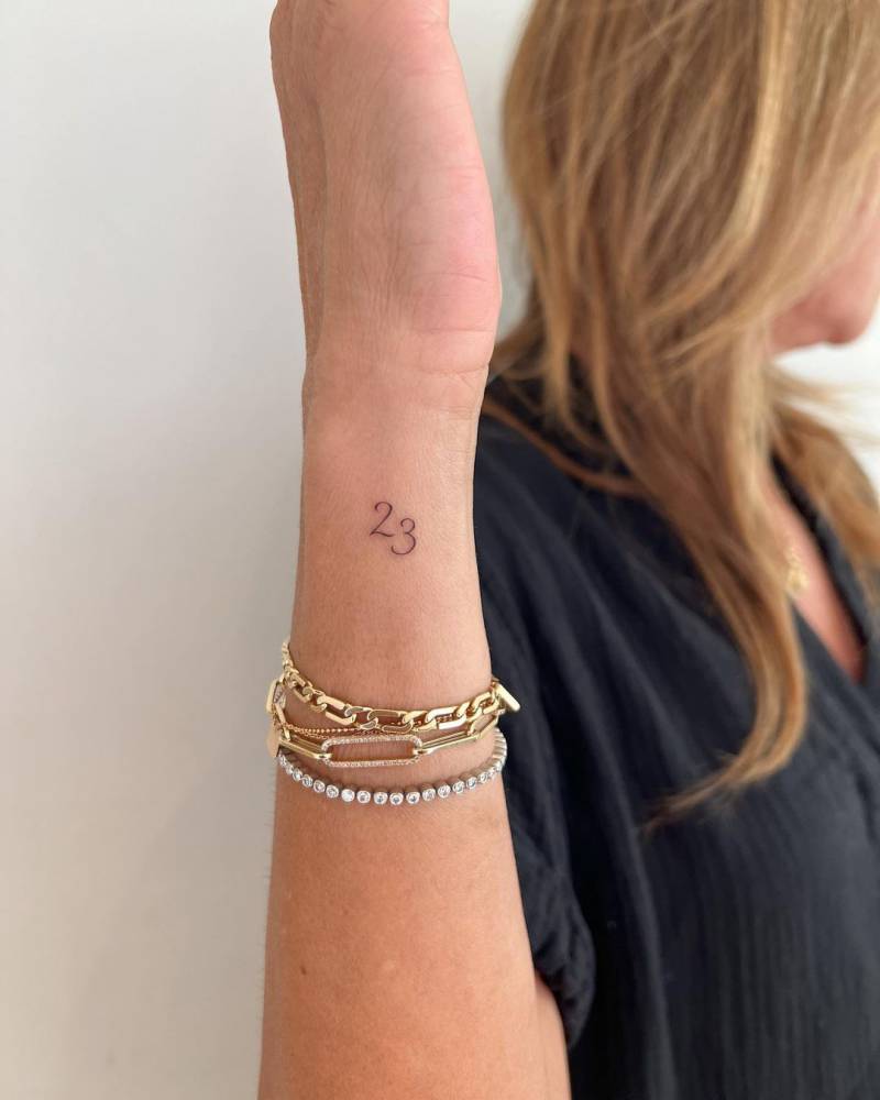 Wrist Tattoo of Number 23