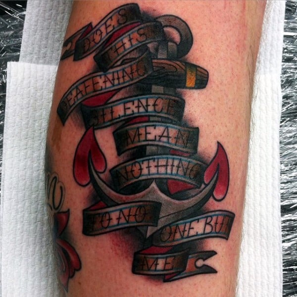 Masculine Banner Tattoo with Anchor