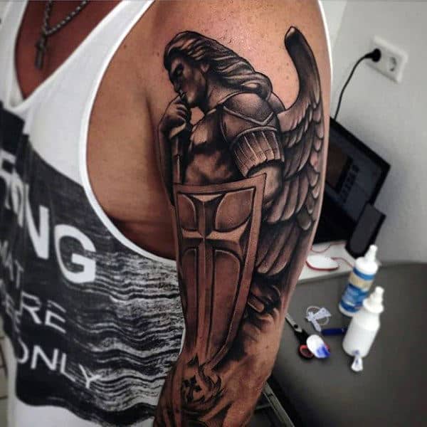 Men's Guardian Angel Tattoo