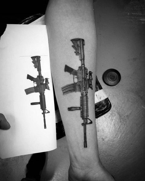 AR 15 tattoo showcasing passion for firearms