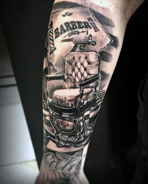 Men's Barber Tattoo Designs