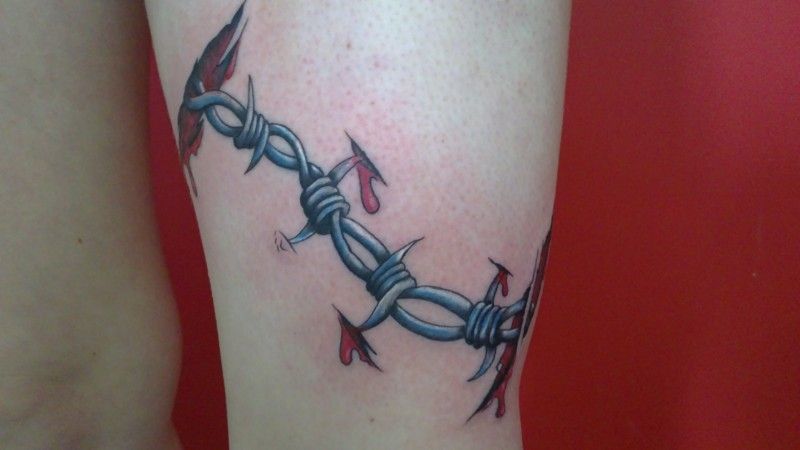New School Realistic Barbed Wire Tattoo