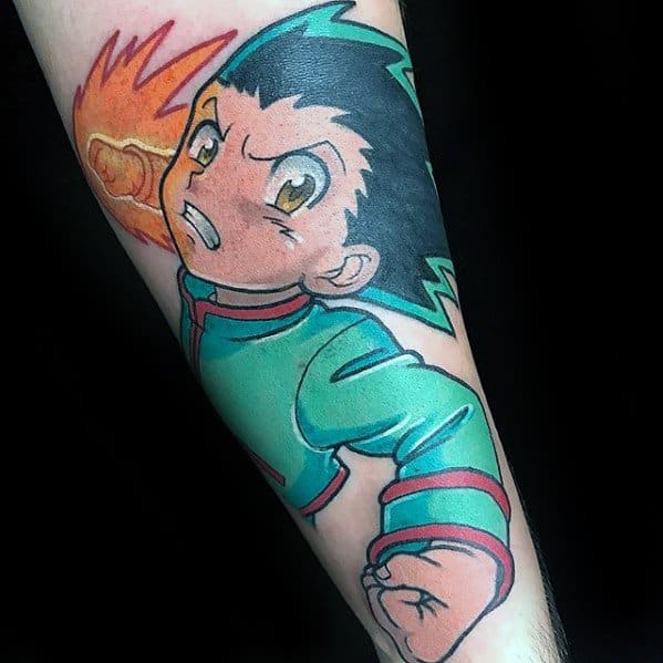 Outer forearm anime tattoo design