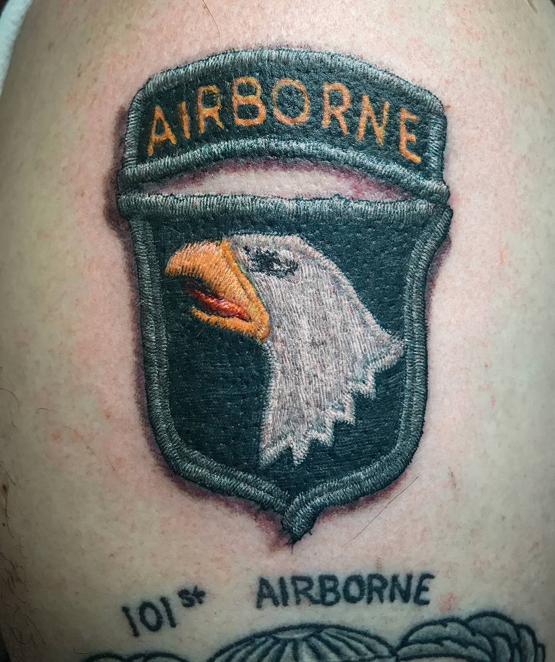 Realistic Airborne Shoulder Tattoo