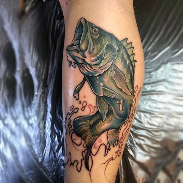 Realistic Bass Fish Tattoo