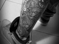 shaded-leg-sleeve-anime-tattoo-on-men