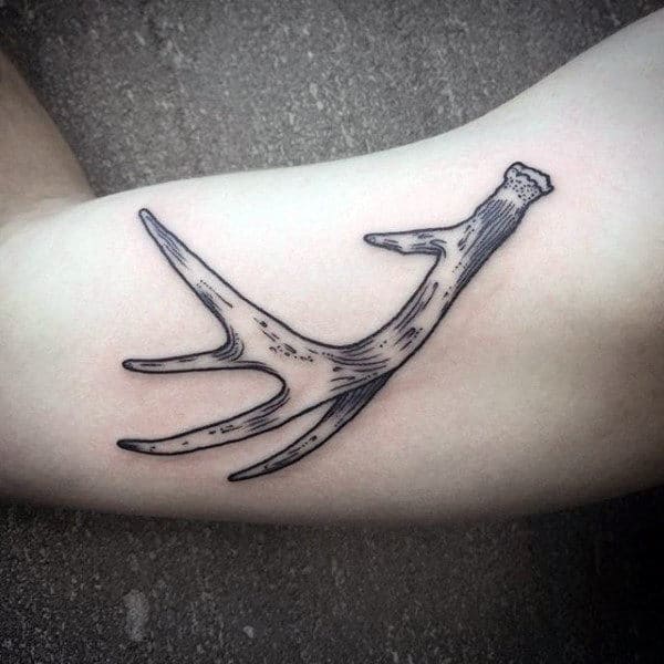Simple Men's Antler Inner Bicep Tattoo Design