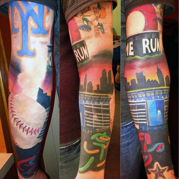 Baseball Diamond Sleeve Tattoo