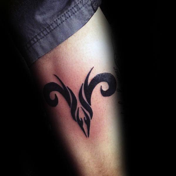 Small simple Zodiac Aries men's arm tattoo