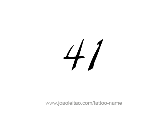 Forty One-41 Number Tattoo Designs