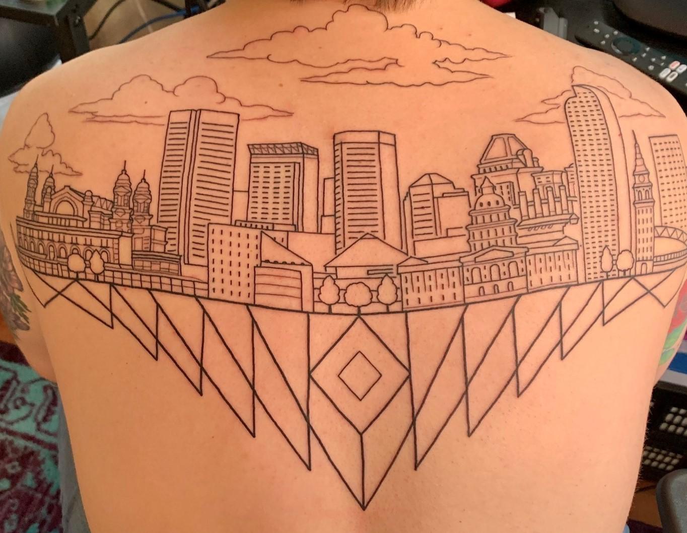 Alternate Baltimore Skyline Tattoo