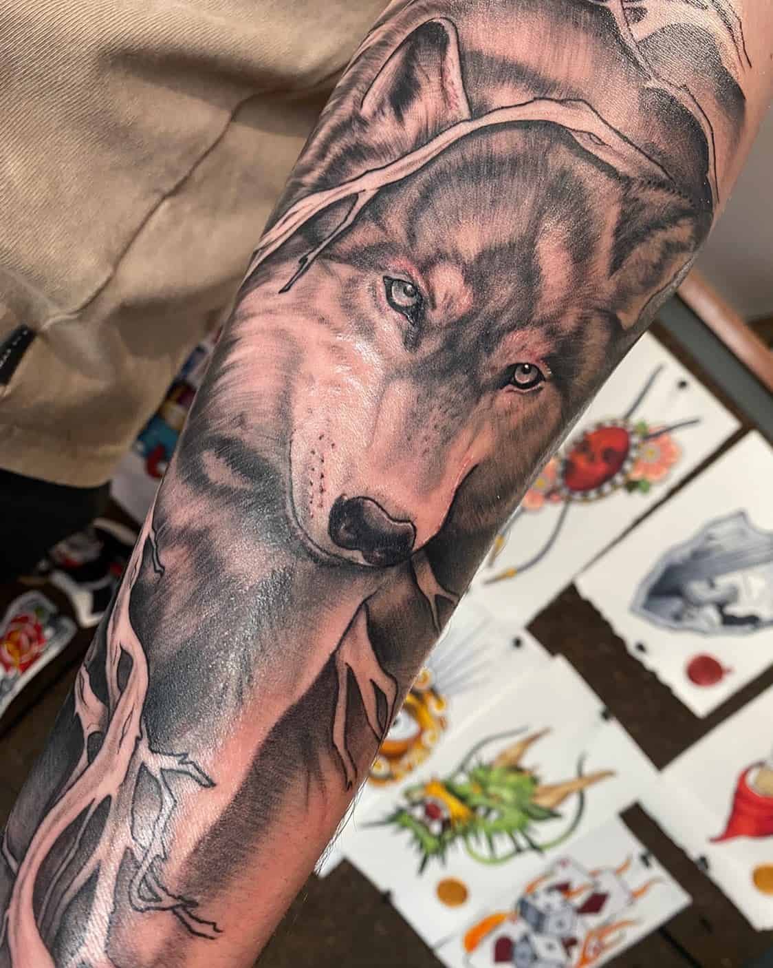 Wolf Sleeve Tattoo